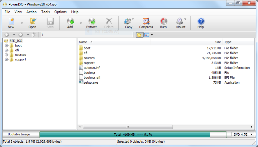 PowerISO Windows image utility screenshot