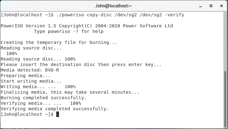 Copy a Disc to Another Disc or Image — example PowerISO interface screenshot